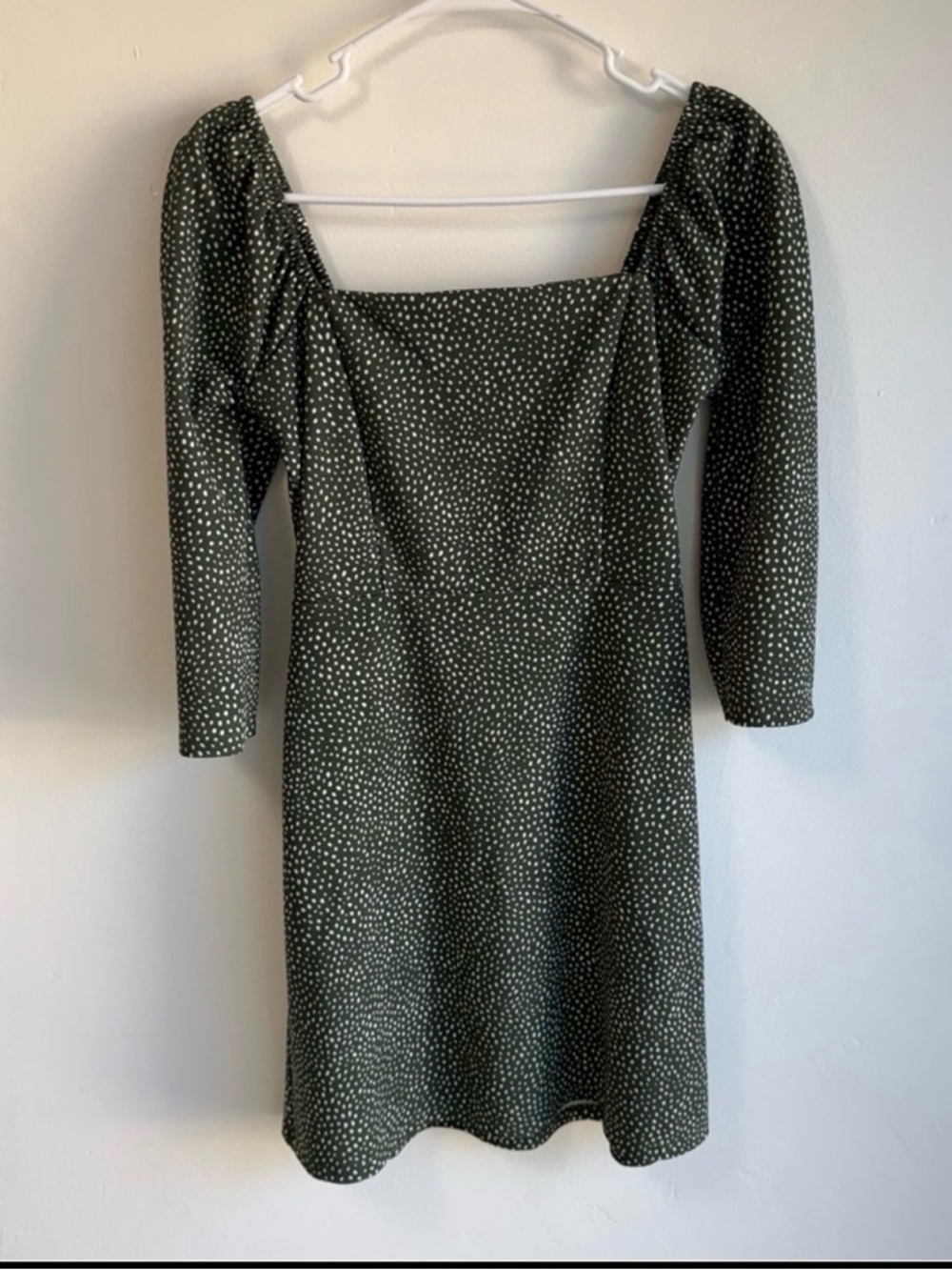 Leith Green White Speckled Square Neck Mini Dress size Small